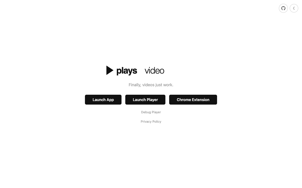 PlaysVideo launch page